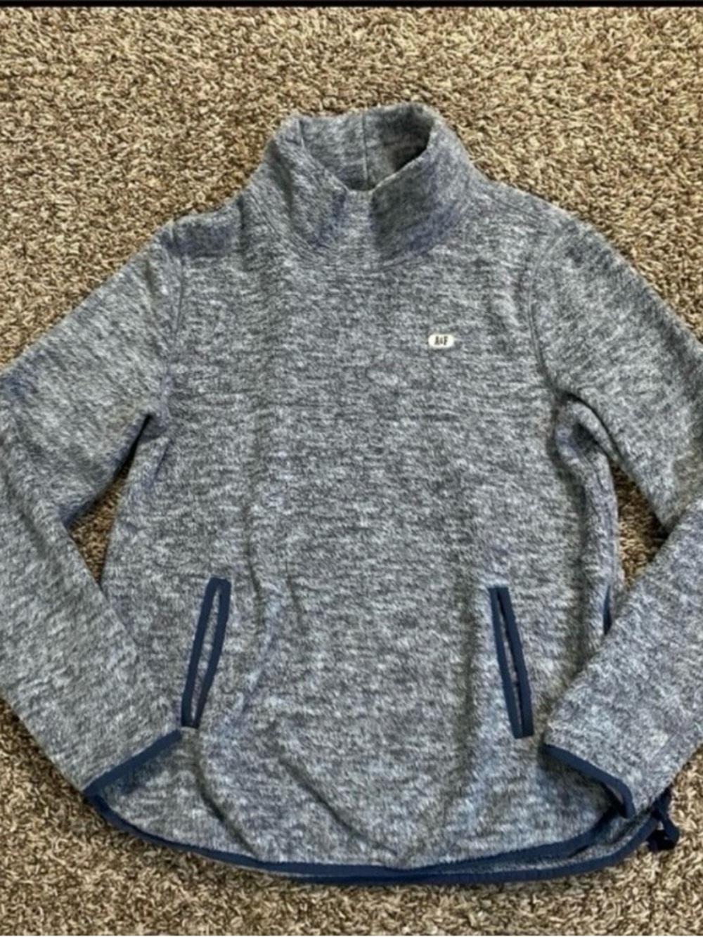 Abercrombie & Fitch Fleece Sweatshirt Womens S Blue Gray Cozy Pockets Side Zip
